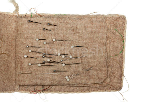 Pin cushion with white headed pins Stock photo © backyardproductions