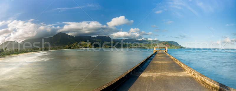 Szélesvásznú panoráma móló Hawaii nagyfelbontású hajnal Stock fotó © backyardproductions
