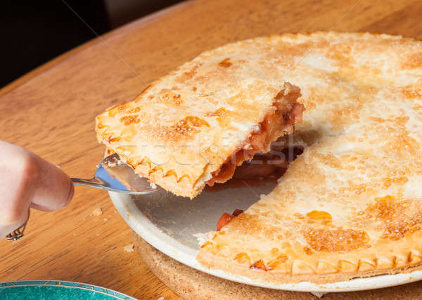 Home made apple and strawberry pie served Stock photo © backyardproductions