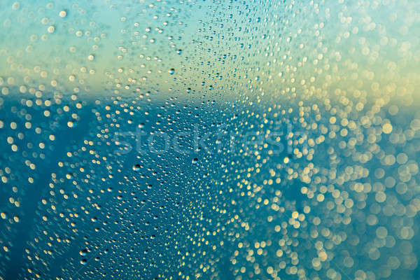 雨滴 ウィンドウ 船 海 地平線 青 ストックフォト © backyardproductions