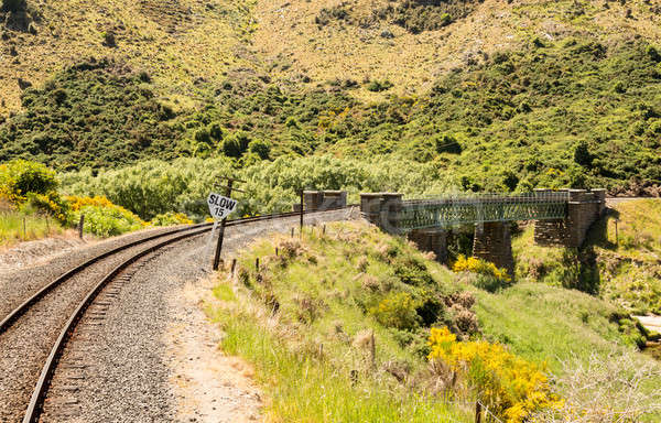 Eisenbahn Länge up New Zealand touristischen Kreuze Stock foto © backyardproductions