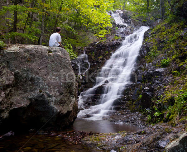 Mann insgesamt laufen Wasserfall Virginia Konto Stock foto © backyardproductions