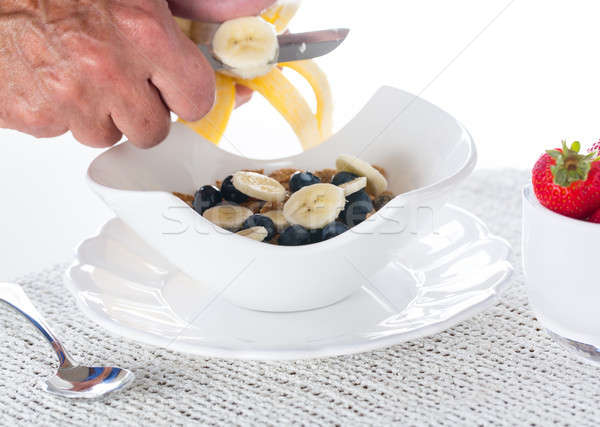 Zdjęcia stock: śniadanie · otręby · jagody · truskawek · bananów