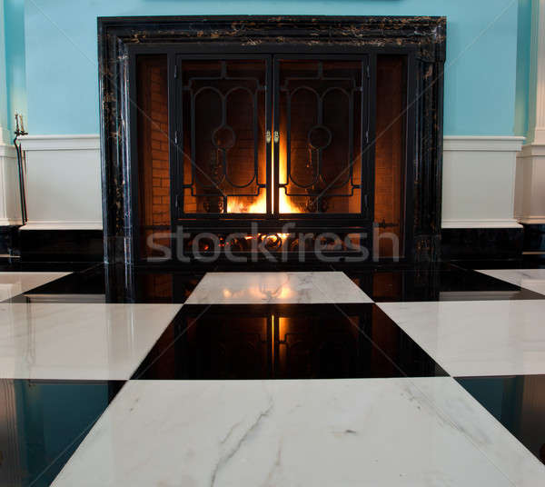 Old fireplace with logs Stock photo © backyardproductions