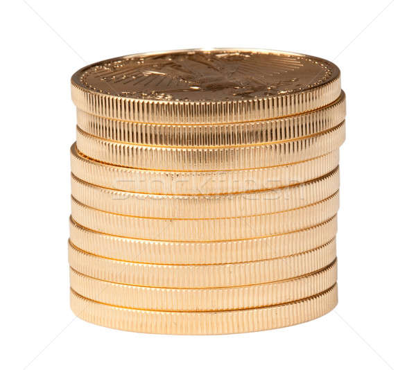 [[stock_photo]]: Dix · pur · pièces · d'or · vertical · isolé