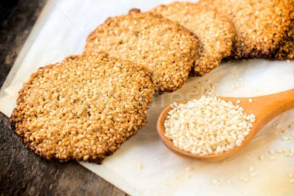 Foto stock: Sésamo · cookies · atención · selectiva · frente · cookie · Pascua