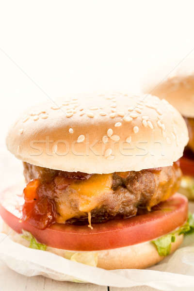 Mini beef burgers Stock photo © badmanproduction