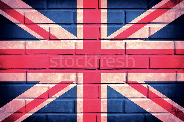 Egyesült Királyság zászló öreg téglafal textúra szeretet Stock fotó © badmanproduction