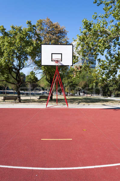 Basketballplatz Gras Gebäude Sport Basketball Bereich Stock foto © badmanproduction