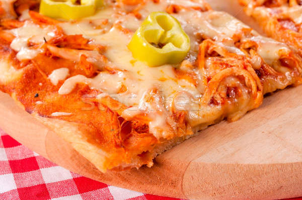 Gesmolten kaas selectieve aandacht pizza diner fast food Stockfoto © badmanproduction
