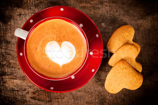 Cappuccino Cookies Tasse Herzform Herz Kind Stock foto © badmanproduction