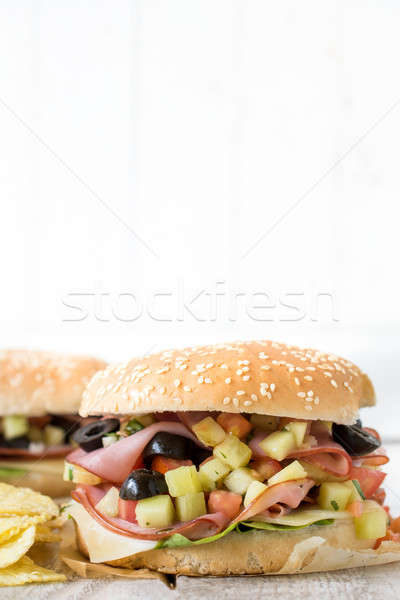 Stock foto: Sandwich · Zeit · lecker · groß · getrocknet · Schweinefleisch