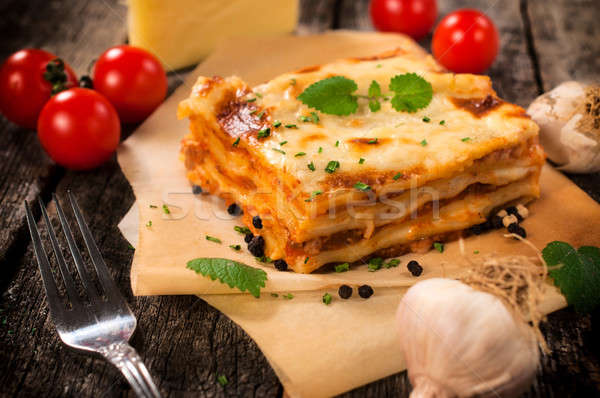 Italian lasagna traditional carne de vită concentra alimente Imagine de stoc © badmanproduction