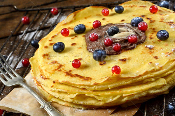 Berry fruit and pancakes Stock photo © badmanproduction