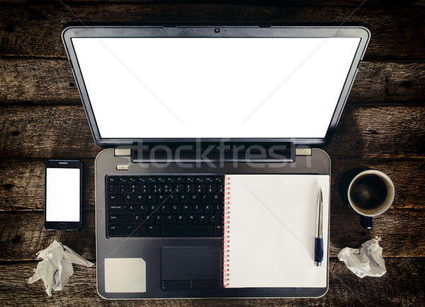 Laptop ecran telefon mobil afaceri calculator Internet Imagine de stoc © badmanproduction