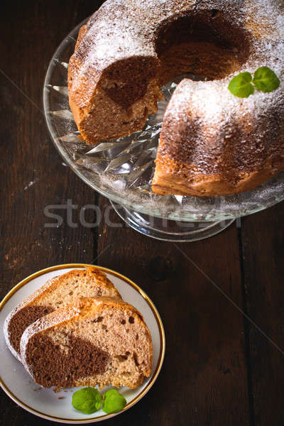 Hausgemachte Marmor Kuchen über Holz Schwerpunkt Stock foto © badmanproduction