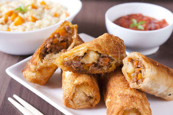 Meat and vegetables rolls Stock photo © badmanproduction
