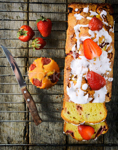 Strawberry bread from above Stock photo © badmanproduction