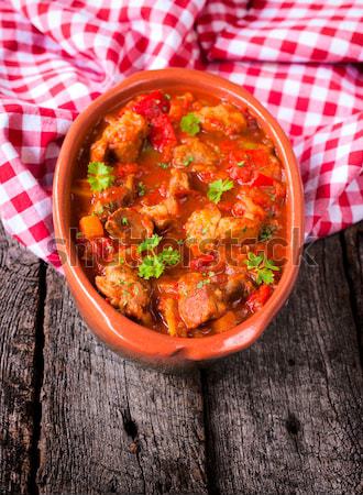 Mięsa warzyw tradycyjny węgierski wołowiny zielone Zdjęcia stock © badmanproduction