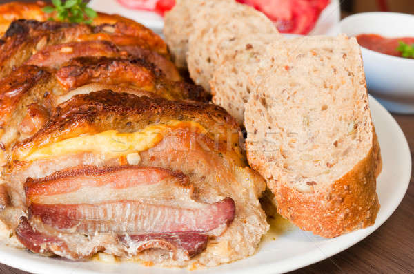 еды свинина мяса расплавленный сыра бекон Сток-фото © badmanproduction