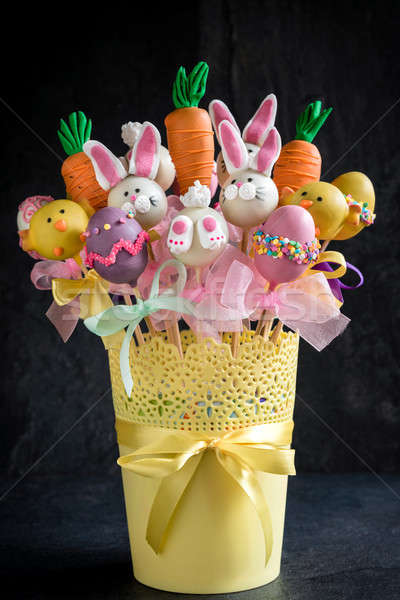 Stock photo: Basket of cake pops