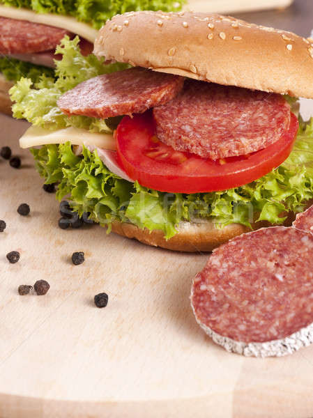 Salami sandwich Stock photo © badmanproduction