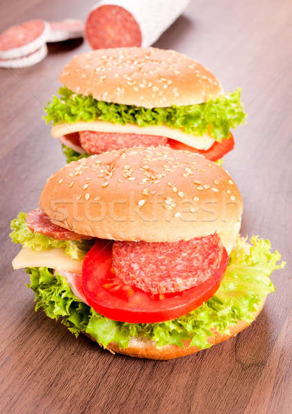 Sandwich with salami Stock photo © badmanproduction