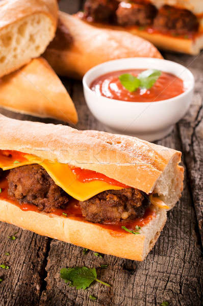 Vlees sandwich eigengemaakt gesmolten kaas Stockfoto © badmanproduction