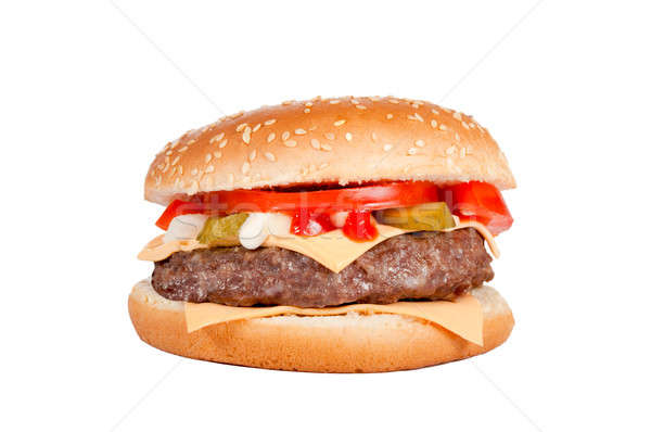 Sajtburger izolált ízletes fehér hús hamburger Stock fotó © badmanproduction