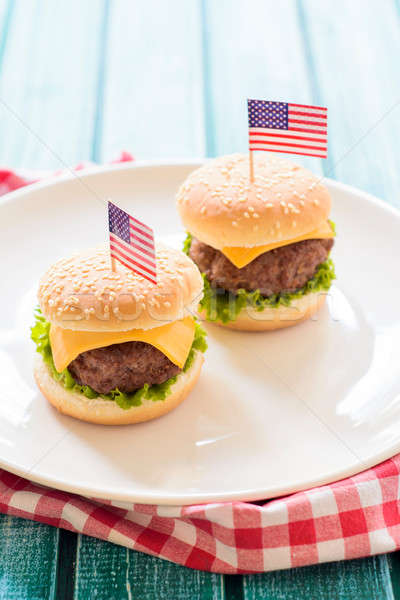 Mini burgers Stock photo © badmanproduction