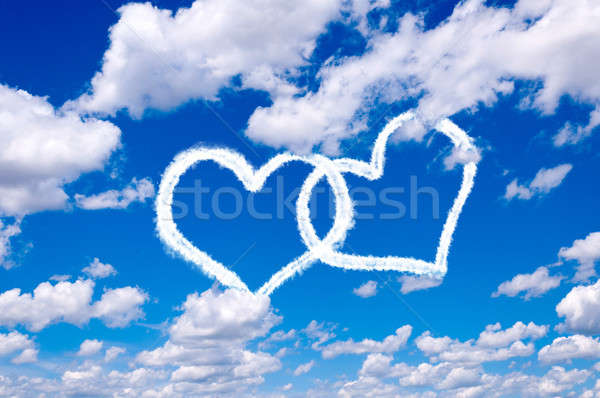 [[stock_photo]]: Amour · air · forme · de · coeur · nuages · famille · texture