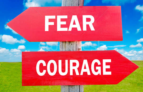 Félelem bátorság út választás mutat stratégia Stock fotó © badmanproduction