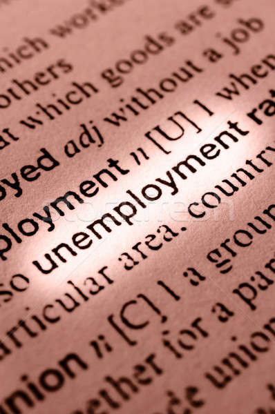 Stock foto: Arbeitslosigkeit · Wort · Tag · selektiven · Fokus · Hintergrund · Wolke