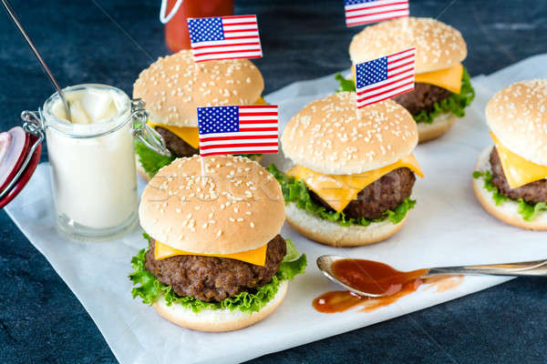 American mini burgers Stock photo © badmanproduction