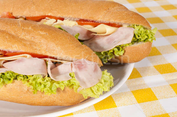Ham sandwiches Stock photo © badmanproduction