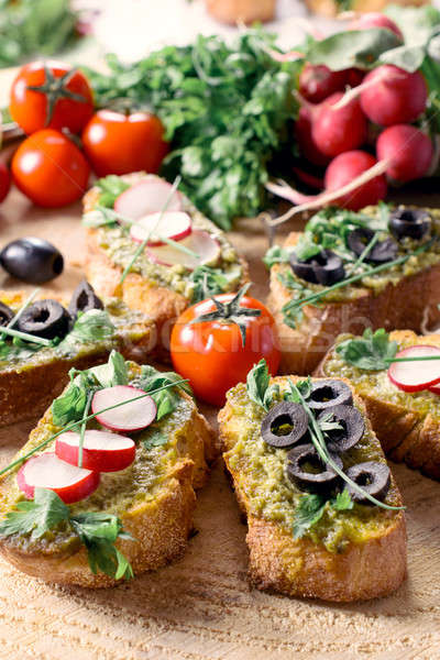 Stockfoto: Tabel · traditioneel · Italiaans · vegetarisch · houten · voedsel