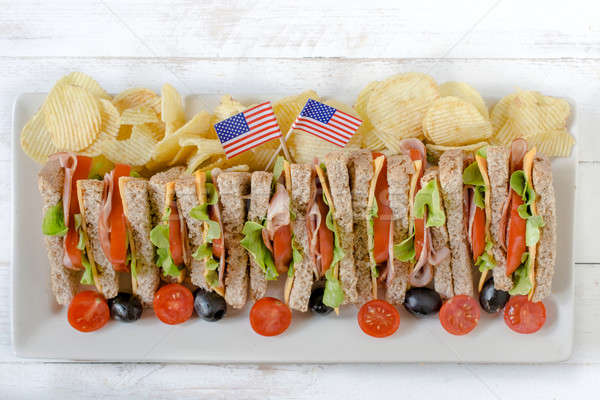 Served club sandwiches Stock photo © badmanproduction