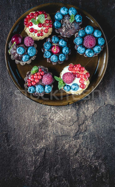 Mini tatlı pasta kek ev yapımı puding Stok fotoğraf © badmanproduction