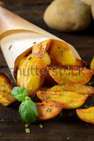 Gebacken Kartoffeln Schwerpunkt Vorderseite Gruppe Fleisch Stock foto © badmanproduction