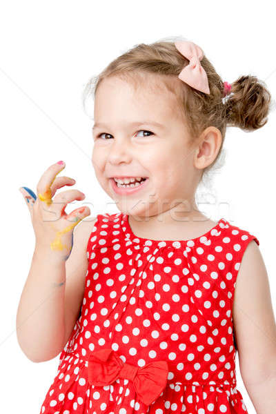 Stock fotó: Boldog · gyermek · portré · pozitív · kislány · színes