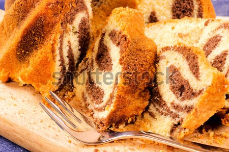 Tenedor alimentos torta dulce plata Foto stock © badmanproduction