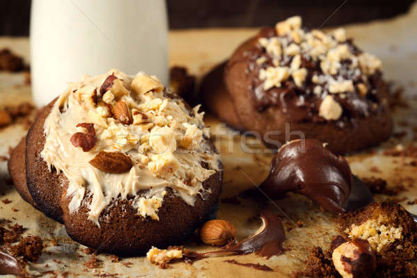 Dessert tijd zoete gebakken cookies chocolade Stockfoto © badmanproduction
