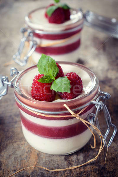 Cold panna cotta with fruit Stock photo © badmanproduction