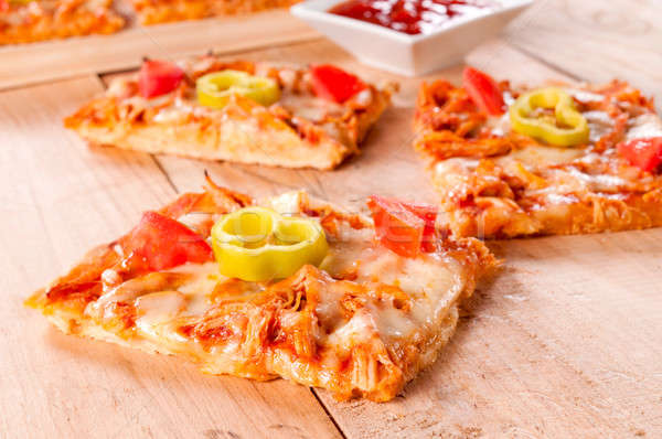 Mini kanapki pizza biały mięsa warzyw Zdjęcia stock © badmanproduction