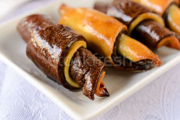 Glazed chocolate pastry Stock photo © badmanproduction