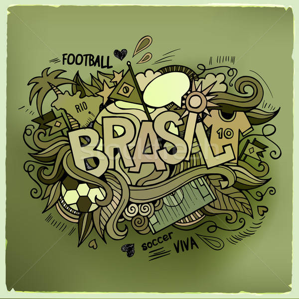 Brasil Summer Vector hand lettering and doodles elements Stock photo © balabolka