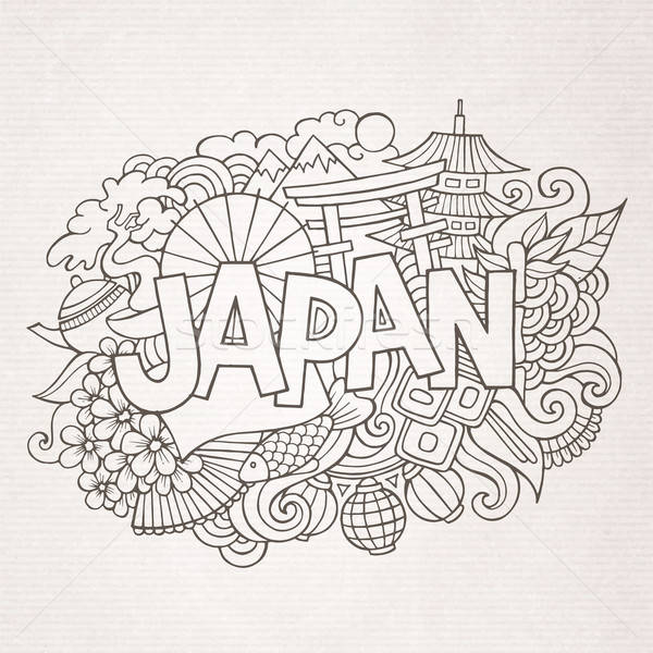 Japan Land Hand Kritzeleien Elemente Symbole Stock foto © balabolka