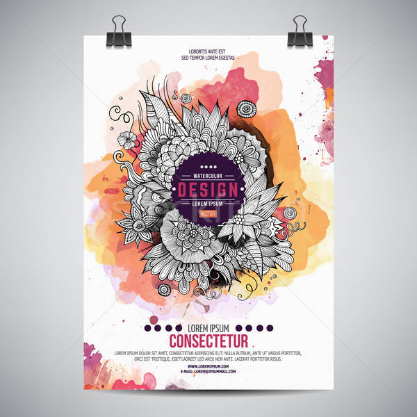 Stock photo: Vector watercolor paint floral poster