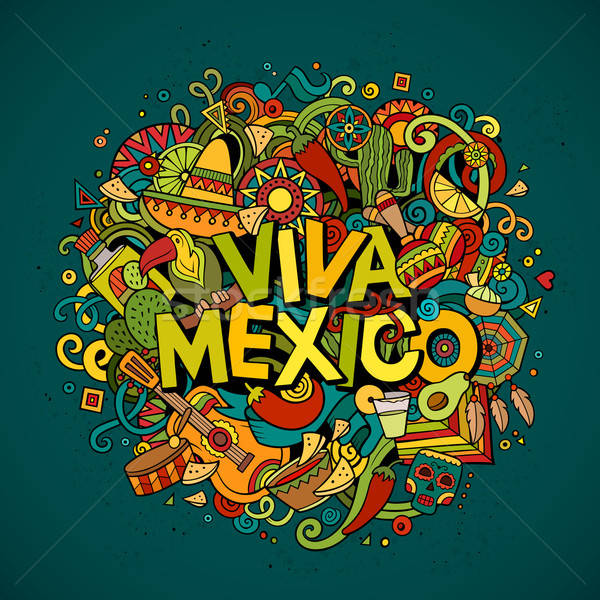 Viva Mexico sketchy outline festive background Stock photo © balabolka