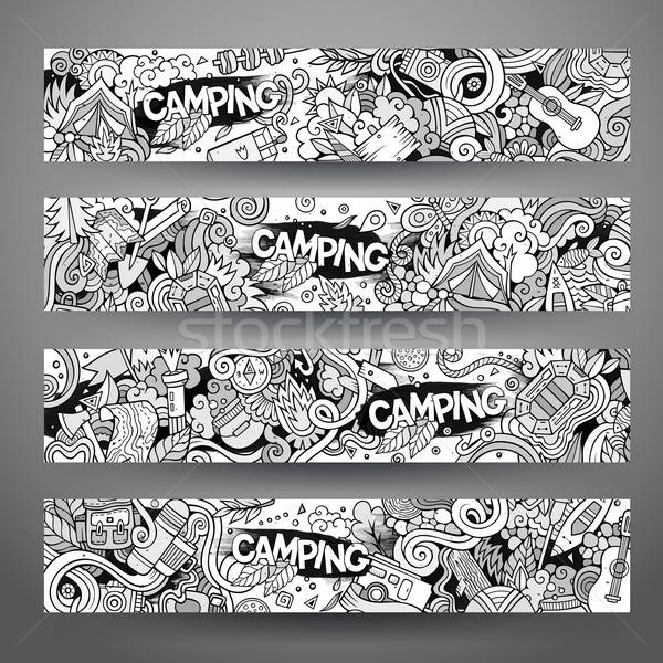 Stock photo: Cartoon vector hand-drawn camp doodle corporate identity